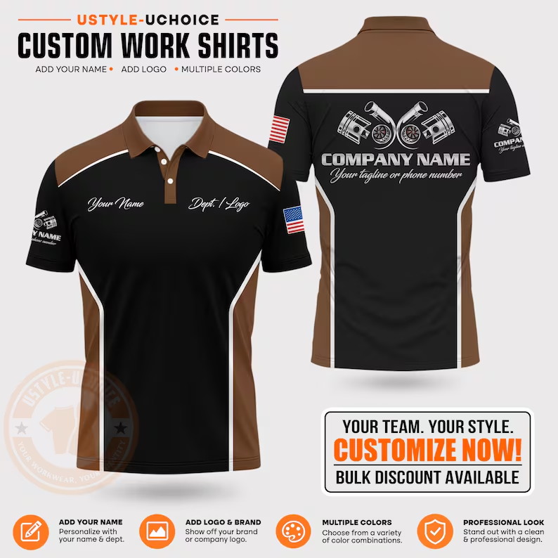 3D Printing Logo - Custom Mechanic Work Polo Shirt Men
