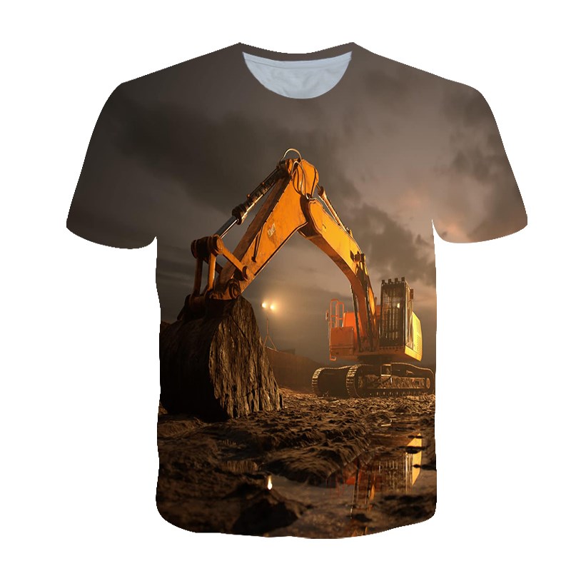 3D Printing Excavator - Summer Personalized T-shirt Men's Excavator 3D