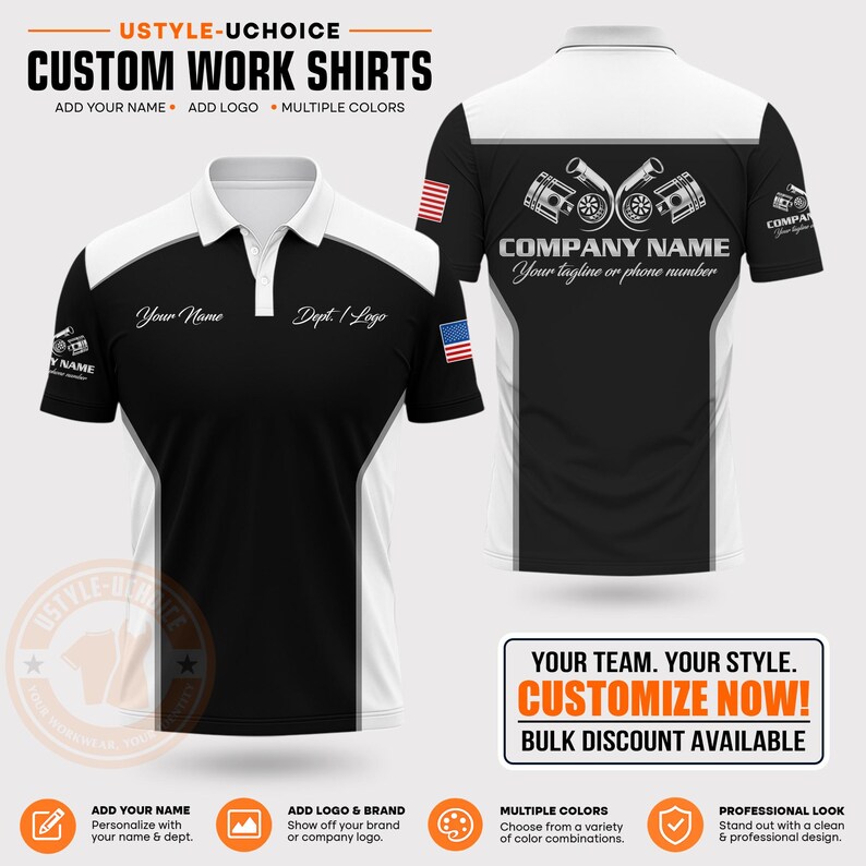 Custom Mechanic Work Polo Shir - 3D Printing Logo recension och pris
