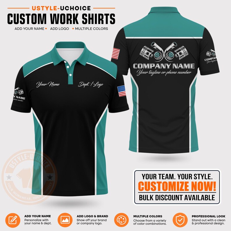 Custom Mechanic Work Polo Shir - 3D Printing Logo recension och pris