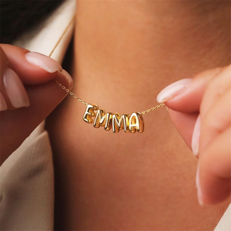 Bubble Letter Necklaces Custom - 3D Printing Jewelry recension och pris
